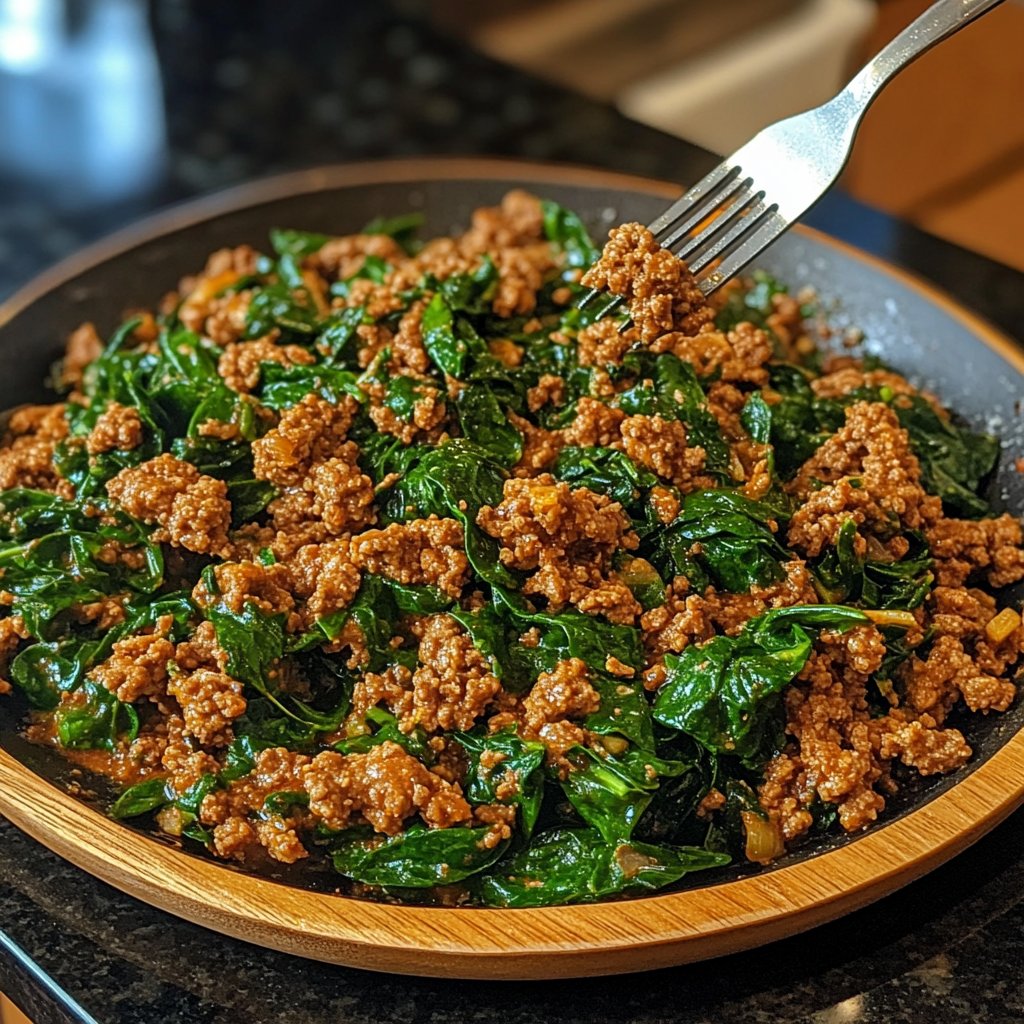 Ground Beef Skillet with Spinach
