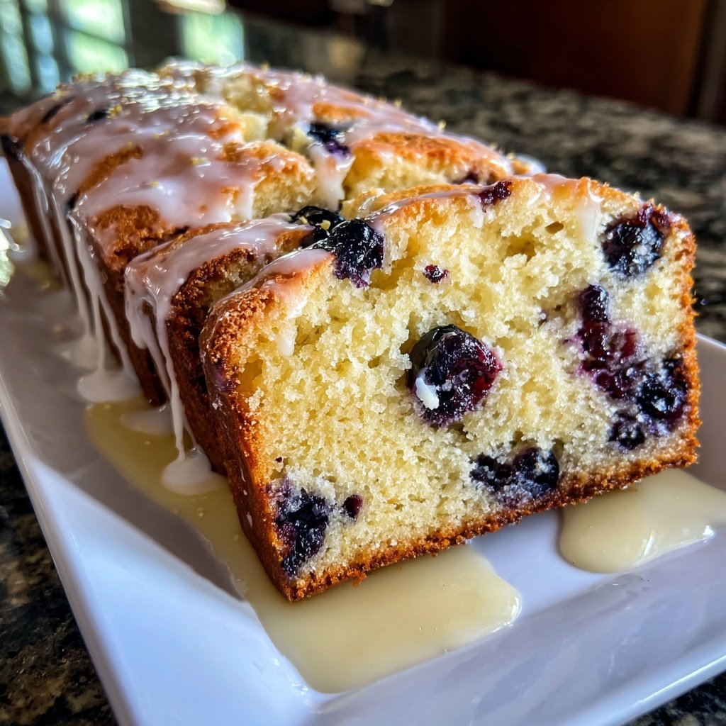 Blueberry Lemon Loaf With Glaze