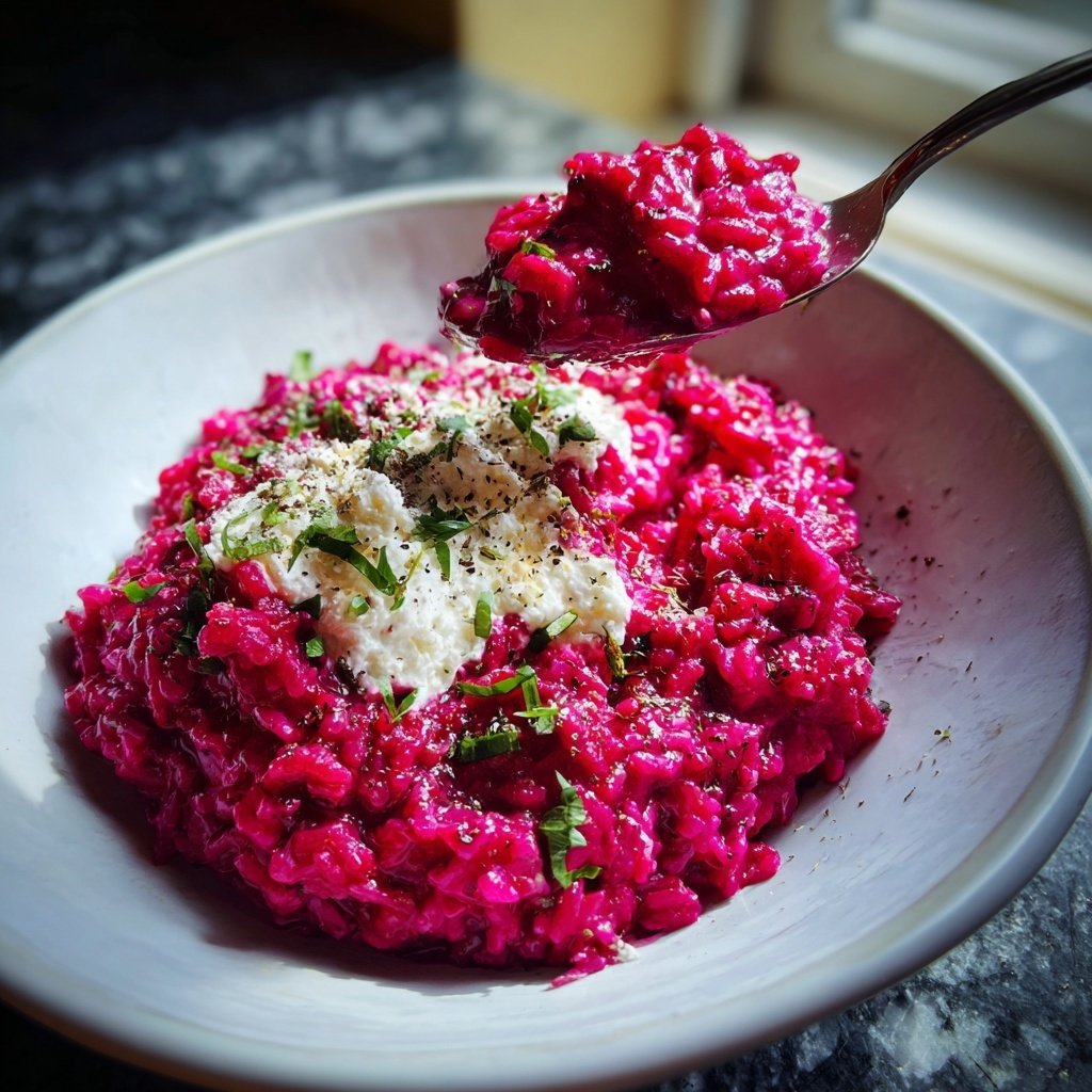 Beet Risotto with Goat Cheese