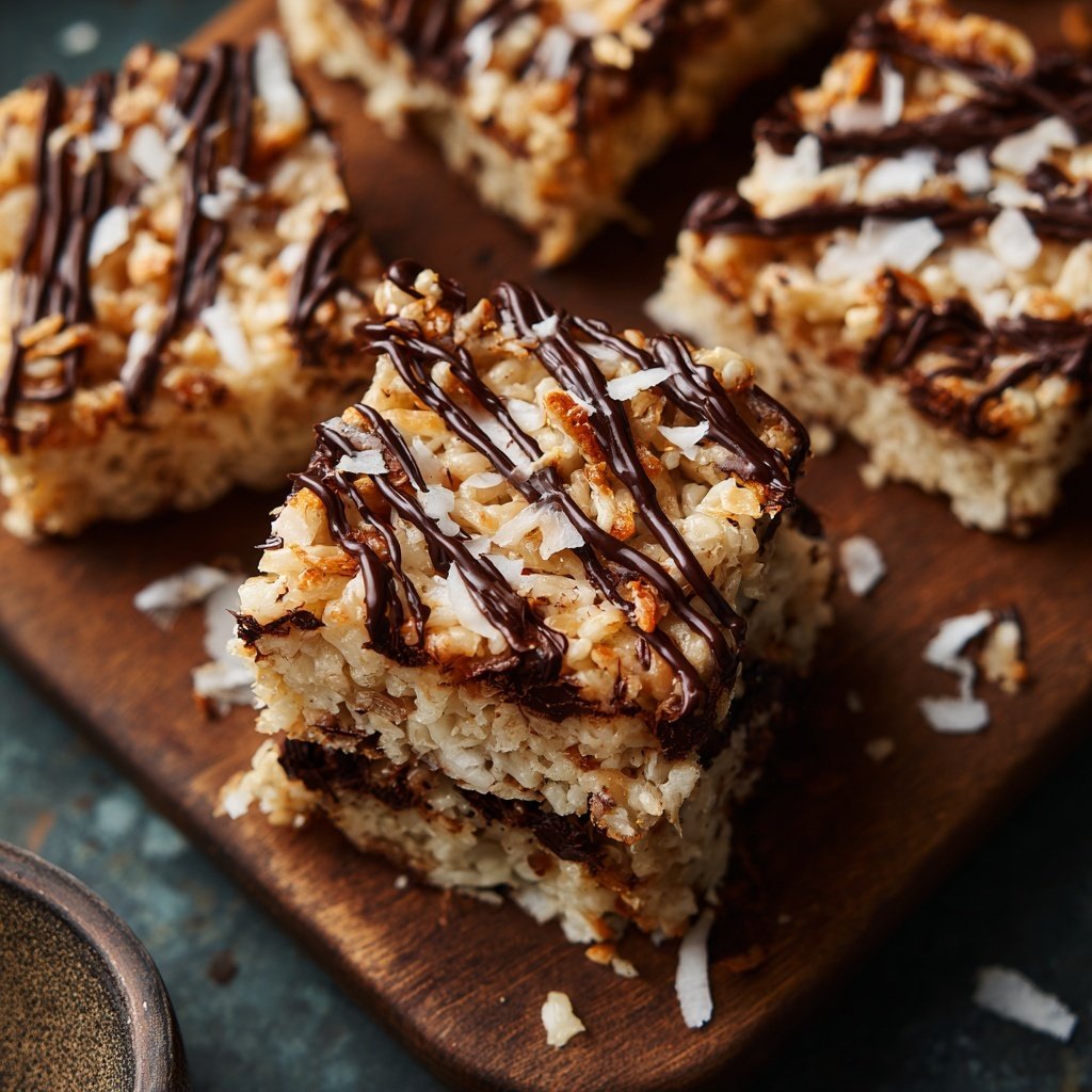 Chocolate Coconut Rice Snack Squares