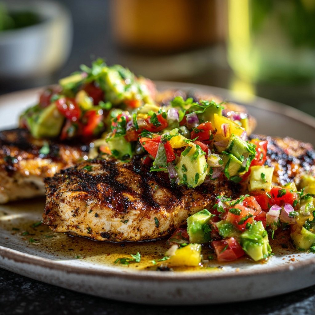 Healthy Grilled Chicken With Avocado Salsa