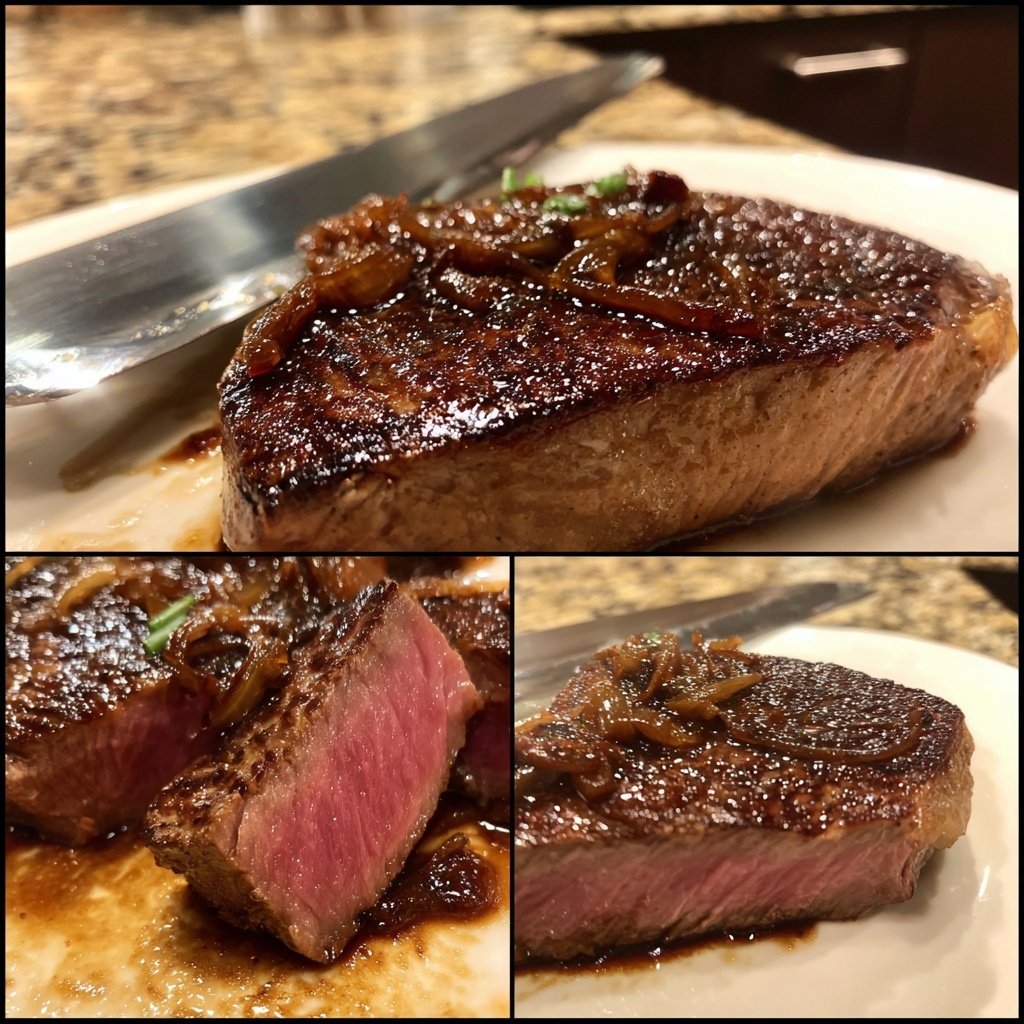 Steak with Balsamic Shallots