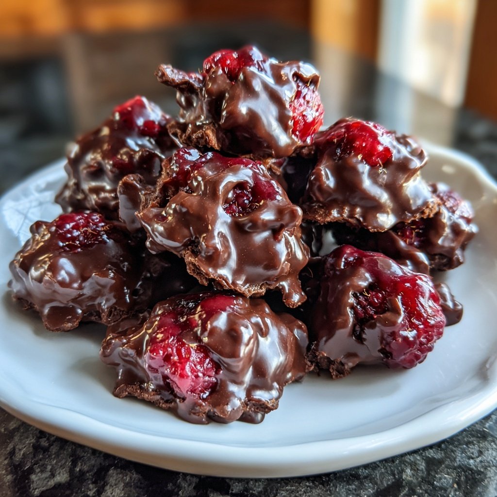 Valentines Treats Chocolate Raspberry Clusters