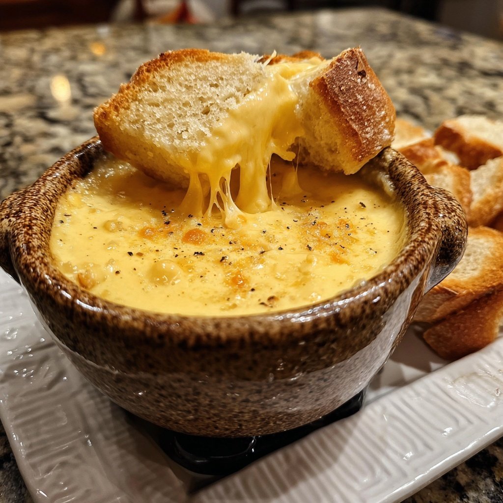 Fondue with Cheddar and Apple