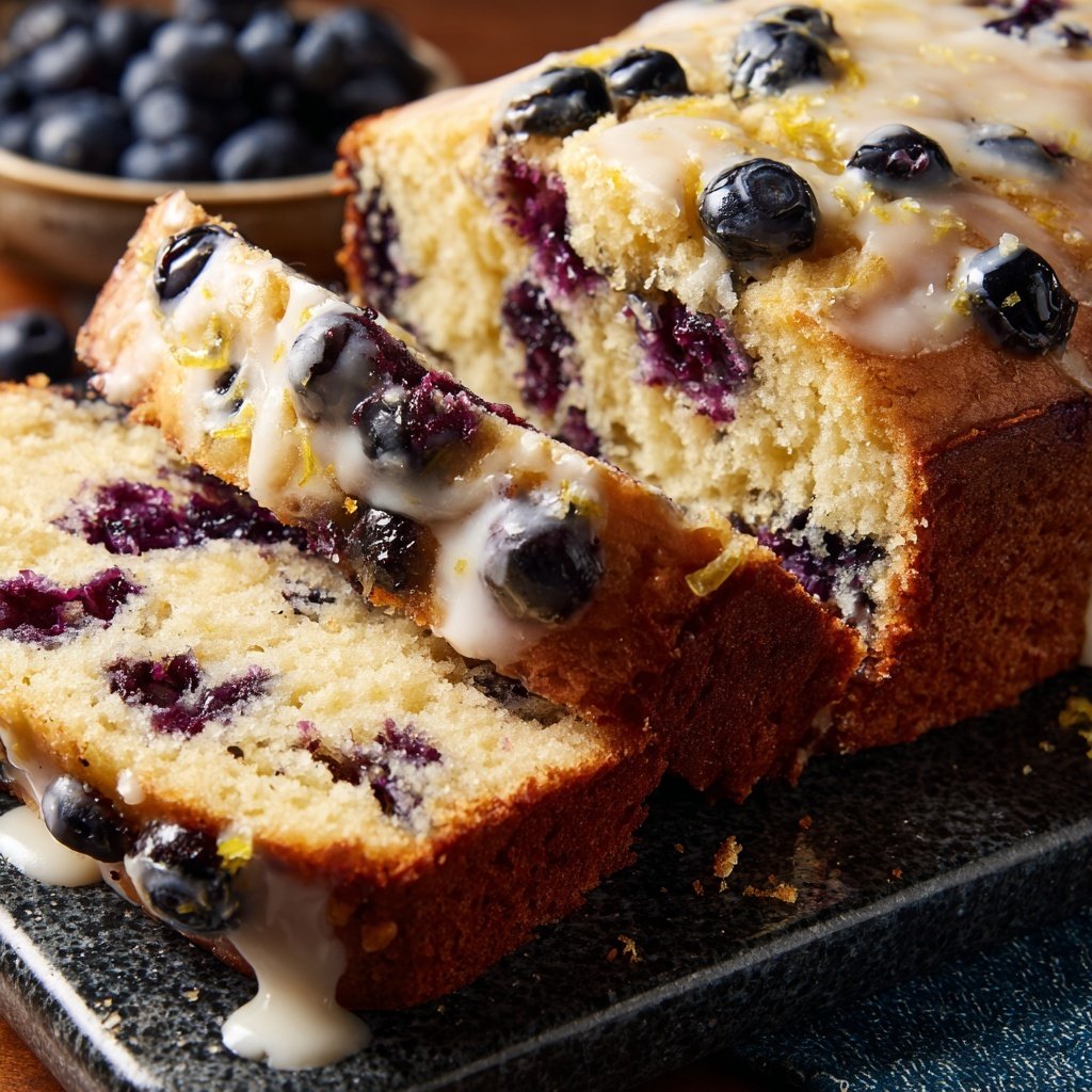 Blueberry Lemon Loaf With Glaze